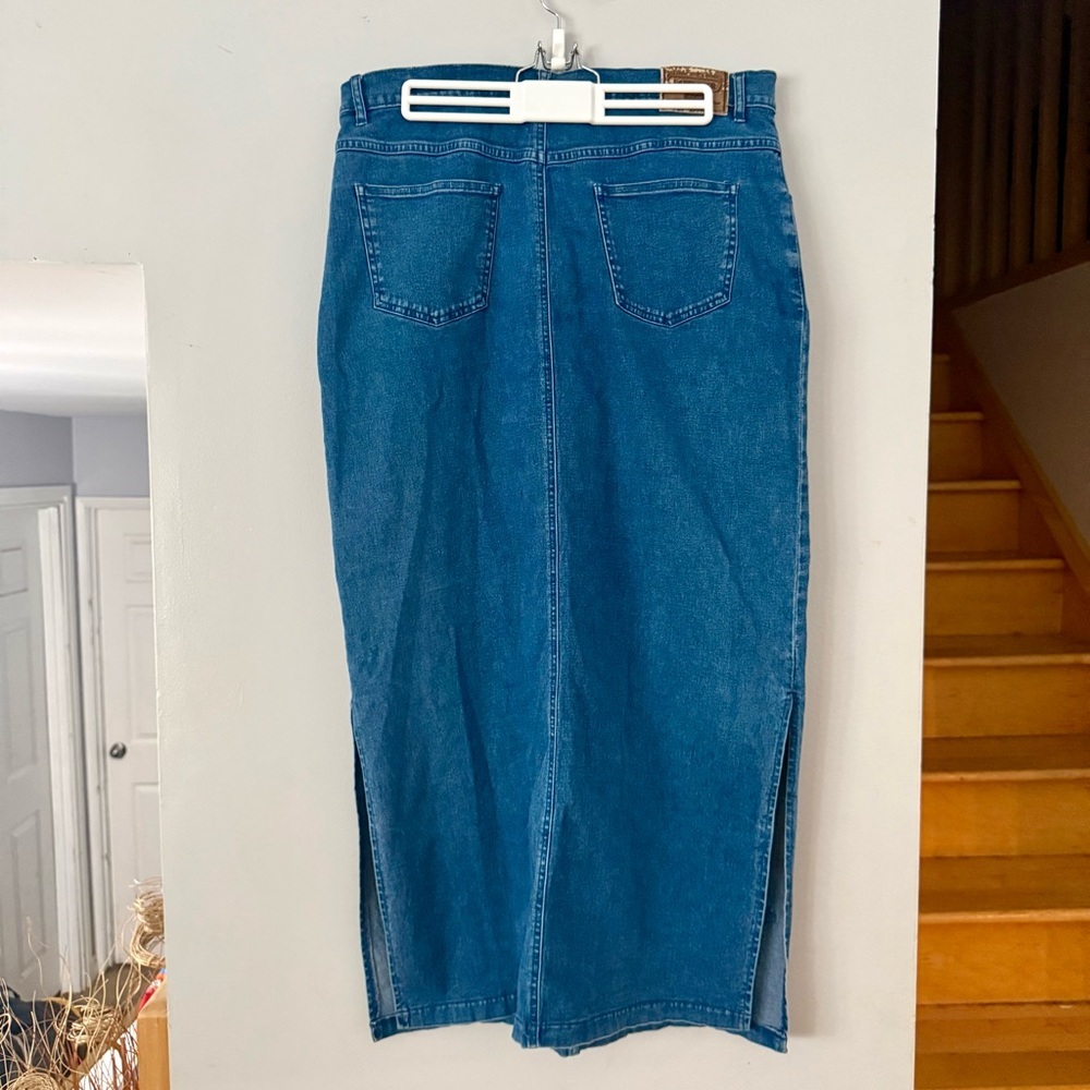 🌻EUC Lafei-Nier Y2K-Era Brand Blue Floral Denim Crystals Pencil Skirt - Picture 3 of 6
